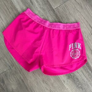 PINK Victoria's Secret Neon Pink Athletic Shorts with Logo Waistband